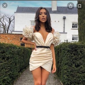 House Of CB 'Agatha' Ivory Organza Mini Dress